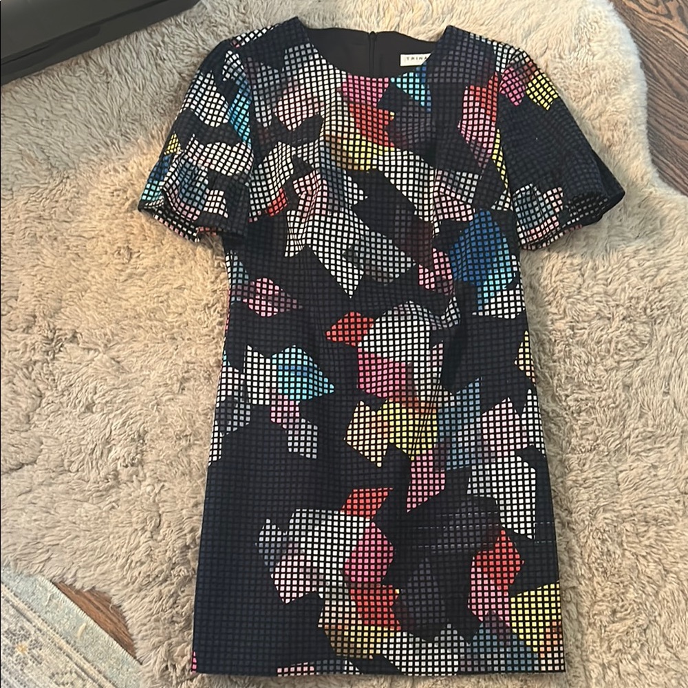 Trina Turk Multicolor Grid Pattern Dress